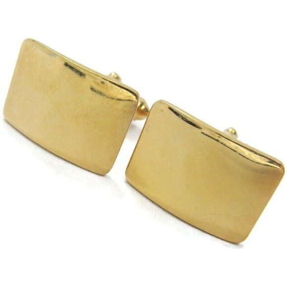 Signed Anson 12K Gold Filled Smooth Curved Rectangle Cufflinks - Picture 1 of 10